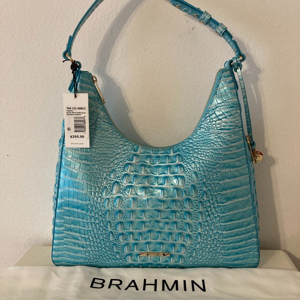 BRAHMIN Tabitha Shoulder Bag Dusty Blue Melbourne Leather